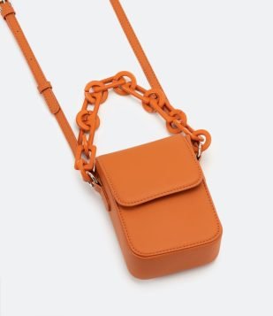  Bolsa Porta Celular com Alça de Corrente Laranja 