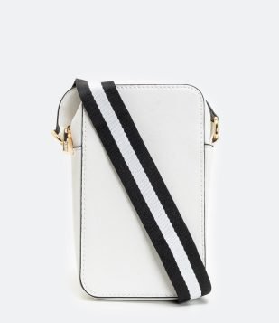  Bolsa Transversal Porta-Celular com Alça Gorgurão Bicolor Branco 