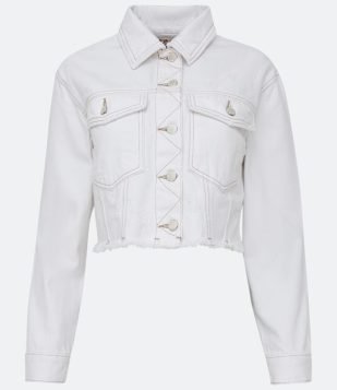  Jaqueta Cropped em Sarja com Barra a Fio Branco 