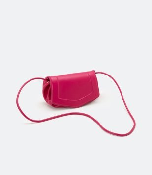  Bolsa Transversal Saddle com Franzido e Alça Rolotê Rosa 