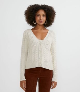  Cardigan em Tricô com Decote V 