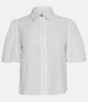  Camisa em Tricoline com Manga Bufante