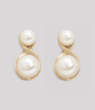  Brinco Pequeno com Pérola Artificial Dourado 