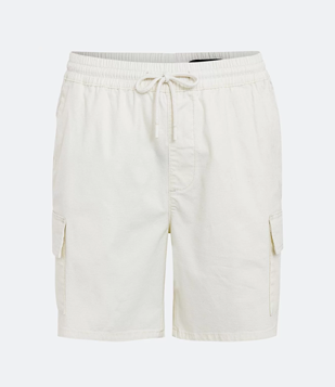 Bermuda Reta Em Algodão Com Bolsos Cargo Bege