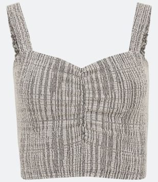  Blusa Regata Cropped em Tweed com Alças Largas