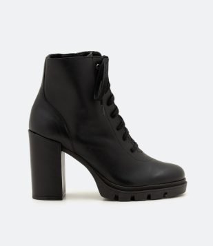  Bota Coturno com Salto Alto Preto 
