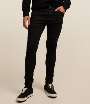 Calça Jeans Super Skinny com Cós Fixo Preto
