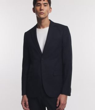 Paletó em Microfibra Xadrez com Lapelas #232D35