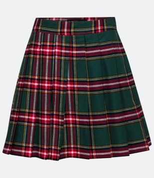  Saia Evasê em Flanela com Estampa Xadrez Plissada Multicores 