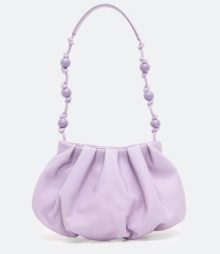 BOLSA BAGUETE PEQUENA EM COURO COM BOLINHAS NA ALÇA ROXO