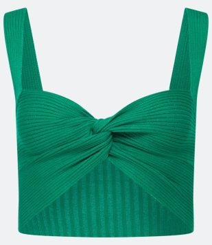 Blusa Regata Cropped Retilínea com Decote Torcido Verde