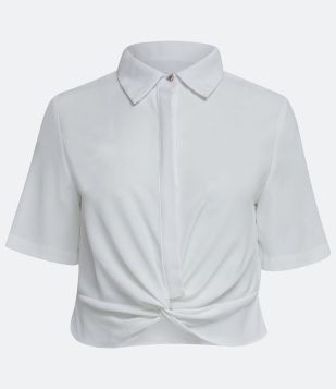  Camisa Manga Curta com Transpasse Frontal Branco 