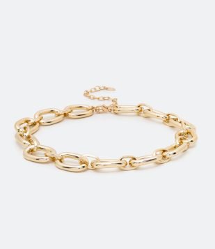 Gargantilha em Metal com Corrente Grossa Dourado 