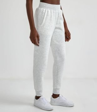  Calça Jogger Básica Esportiva em Moletom com Bolsos Cinza Claro 