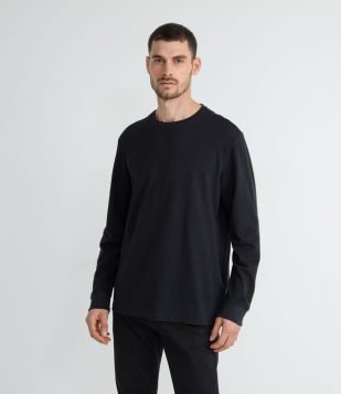  Camiseta Manga Longa com Textura Preto 