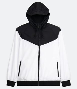  Jaqueta Esportiva Quebra Vento Lisa com Capuz Branca 