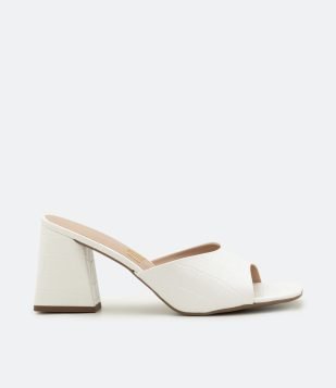  Sandalia Tamanco com Textura My Shoes Branco 