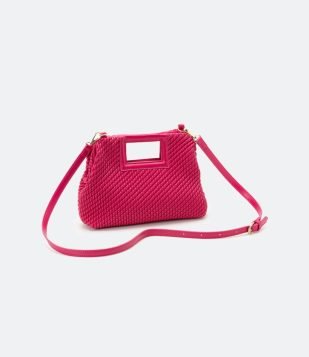  Bolsa Clutch com Alça de Mão e Textura Matelassê Rosa 
