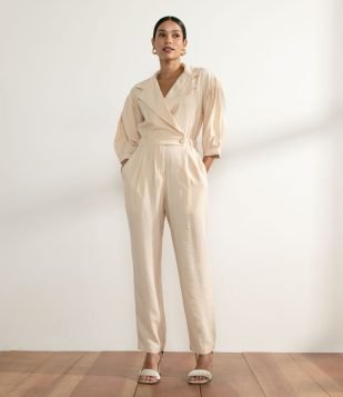 MACACÃO EM VISCOSE COM MANGA 3/4 E BARRA AJUSTADA ROSA