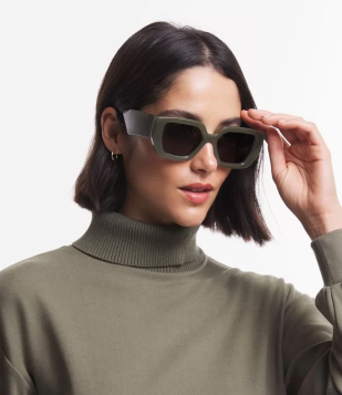 Óculos De Sol Quadrado Bold Com Hastes Largas Verde