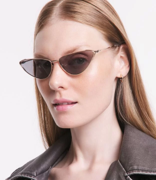 Óculos De Sol Gateado Pequeno Com Lente Fume Dourado