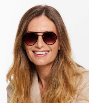 Óculos De Sol Aviador Com Ponte Dupla E Lente Degradê Preto