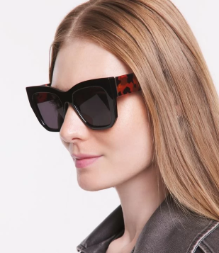 Óculos De Sol Gateado Grande Com Hastes De Tartaruga Preto