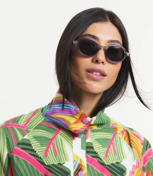 Óculos Redondo Pequeno Com Shape Oval Azul