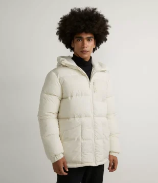 JAQUETA PUFFER EM POLIAMIDA COM GOLA ALTA BEGE