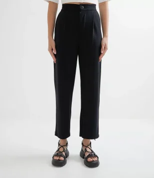 CALÇA ALFAIATARIA EM PONTO ROMA SEM ESTAMPA PRETO