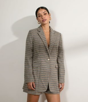 BLAZER ALFAIATARIA COM ESTAMPA XADREZ MULTICORES