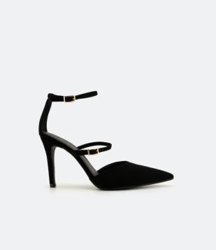  Sapato Scarpin com Fechamento por Fivelas Gladiadora Preto 