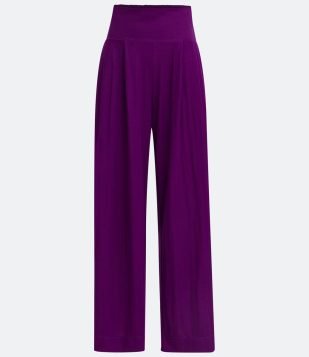 CALÇA EM VISCOSE COM CÓS LARGO E PREGAS FRONTAIS ROXO