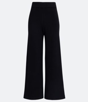  Calça Wide Leg em Viscose com Cintura Contrastante Preto 