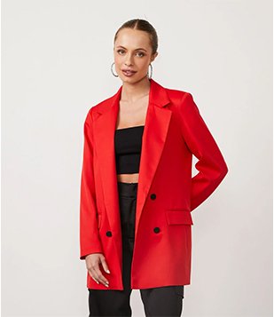 Blazer Crepe Alongado Transpassado Vermelho