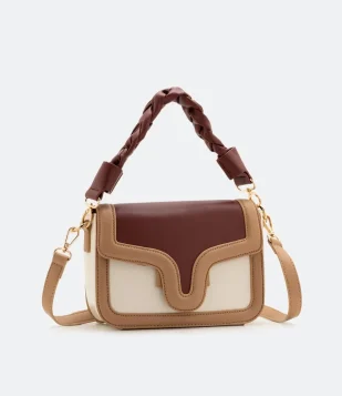 BOLSA TRANSVERSAL SADDLE COM ALÇA DE MÃO TRANÇADA MULTICORES