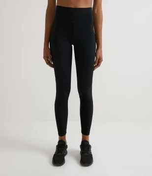 CALÇA LEGGING ESPORTIVA COM CÓS ALTO E RECORTES TEXTURIZADOS PRETO