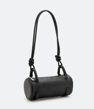BOLSA SHOULDER BAGUETE CILÍNDRICA COM NÓ NA ALÇA PRETO