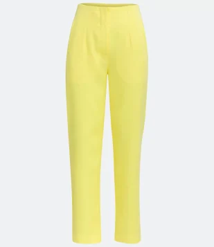 CALÇA CENOURA EM ALFAIATARIA COM PREGAS NA CINTURA AMARELO