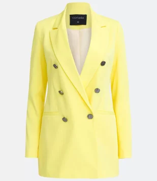 BLAZER ALFAIATARIA COM BOTÕES NA VISTA E GOLA LAPELA AMARELO