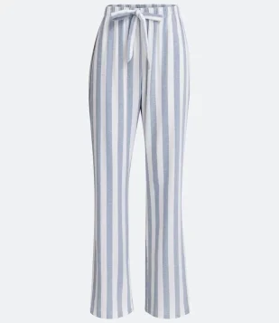 Calça de Pijama Longa em Flanela com Estampa Listras Azul 