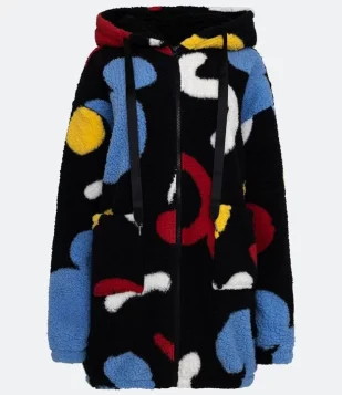 Robe Curto Em Sherpa Com Capuz E Estampa Mickey Preto