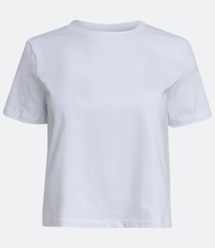 MATERIAL SUSTENTÁVEL BLUSA BÁSICA EM ALGODÃO COM MANGA CURTA BRANCO