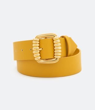 CINTO MÉDIO COM FIVELA TRABALHADA VINTAGE AMARELO