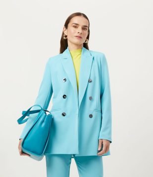 BLAZER ALFAIATARIA COM BOTÕES NA VISTA E GOLA LAPELA AZUL