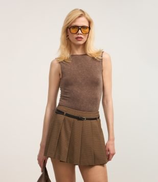 Body Seamless com Costas Abertas Marrom