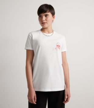 BLUSA ALONGADA EM ALGODÃO COM BORDADO FRONTAL E MANGA DOBRADA BRANCO