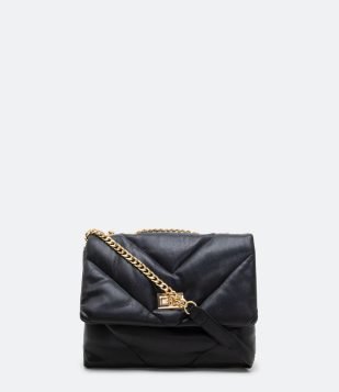 BOLSA SADDLE TRANSVERSAL PUFFER COM ALÇA DE CORRENTE PRETO