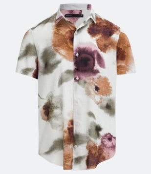  Camisa em Viscose com Manga Curta e Estampa Floral Branco 