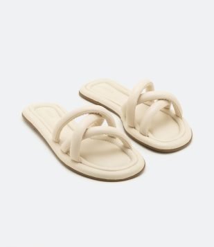  Sandália Rasteira Puffa com Salto Flat Branco 